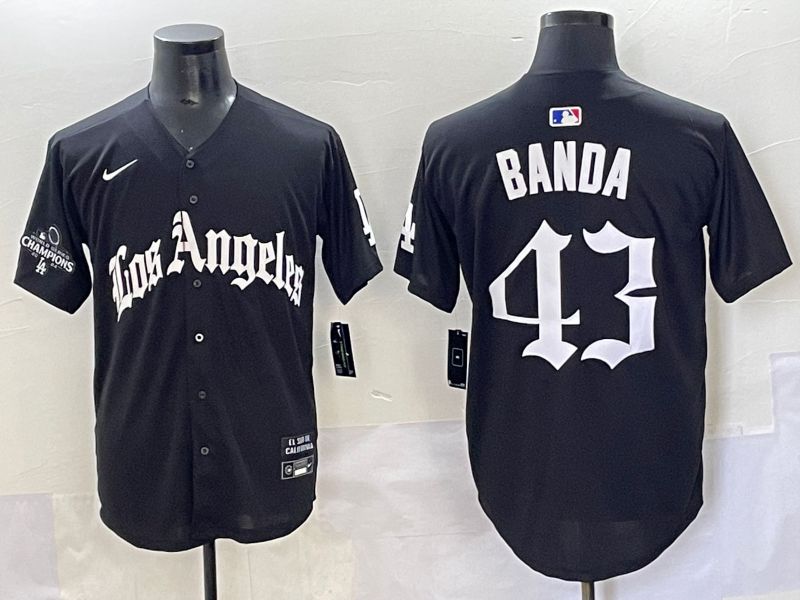 Men 2025 Los Angeles Dodgers 43 Banda Black Five generations Joint Name Nike MLB Jersey style 4